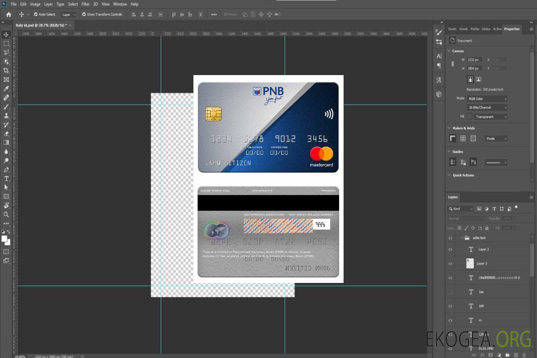Mastercard de la Banque nationale des Philippines (PNB) template